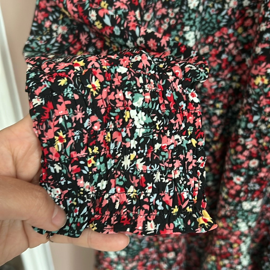 Nwt Love, Olive Co Floral Trapeze Tiered Midi Dress Floral Long Sleeve Size Xl — image 4 of 8